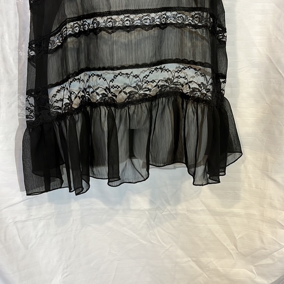 Lace Inset Ruffled Bottom Sheer Top - Picture 4 of 6